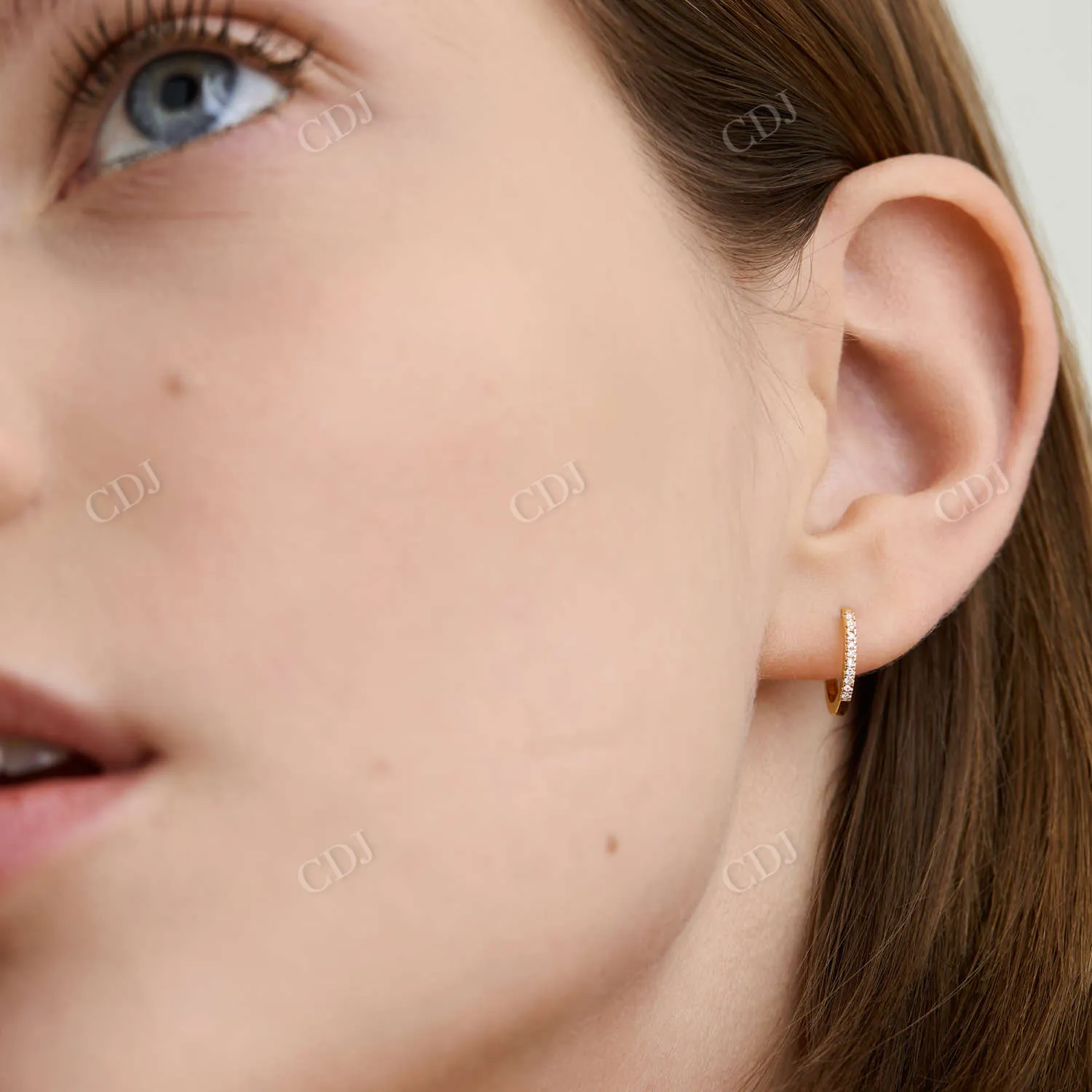 0.063CT Lab Grown Pave Diamond Hoop Earrings