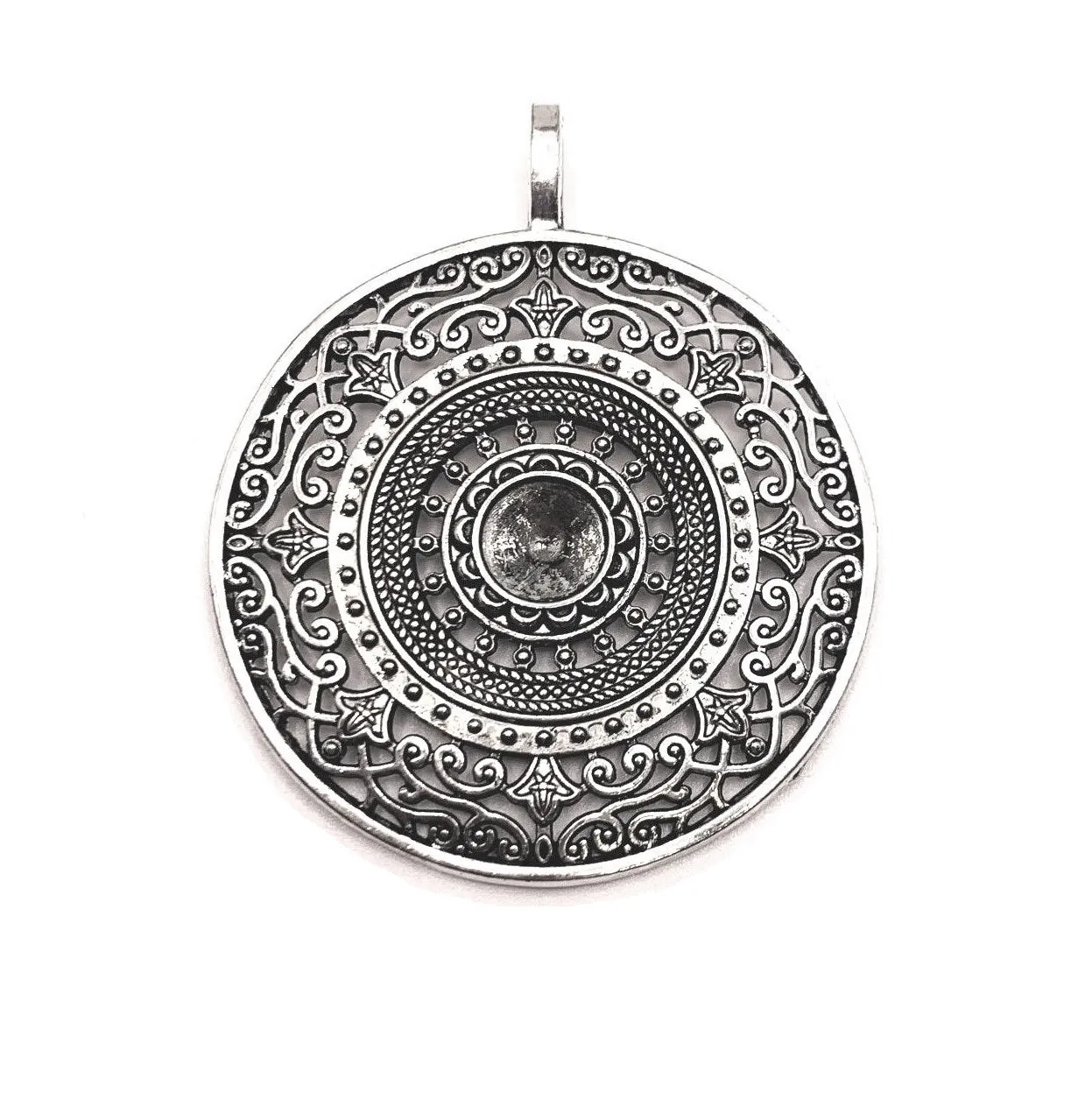 1 or 4 Pieces: Large Silver Tribal Ethnic Necklace Pendants