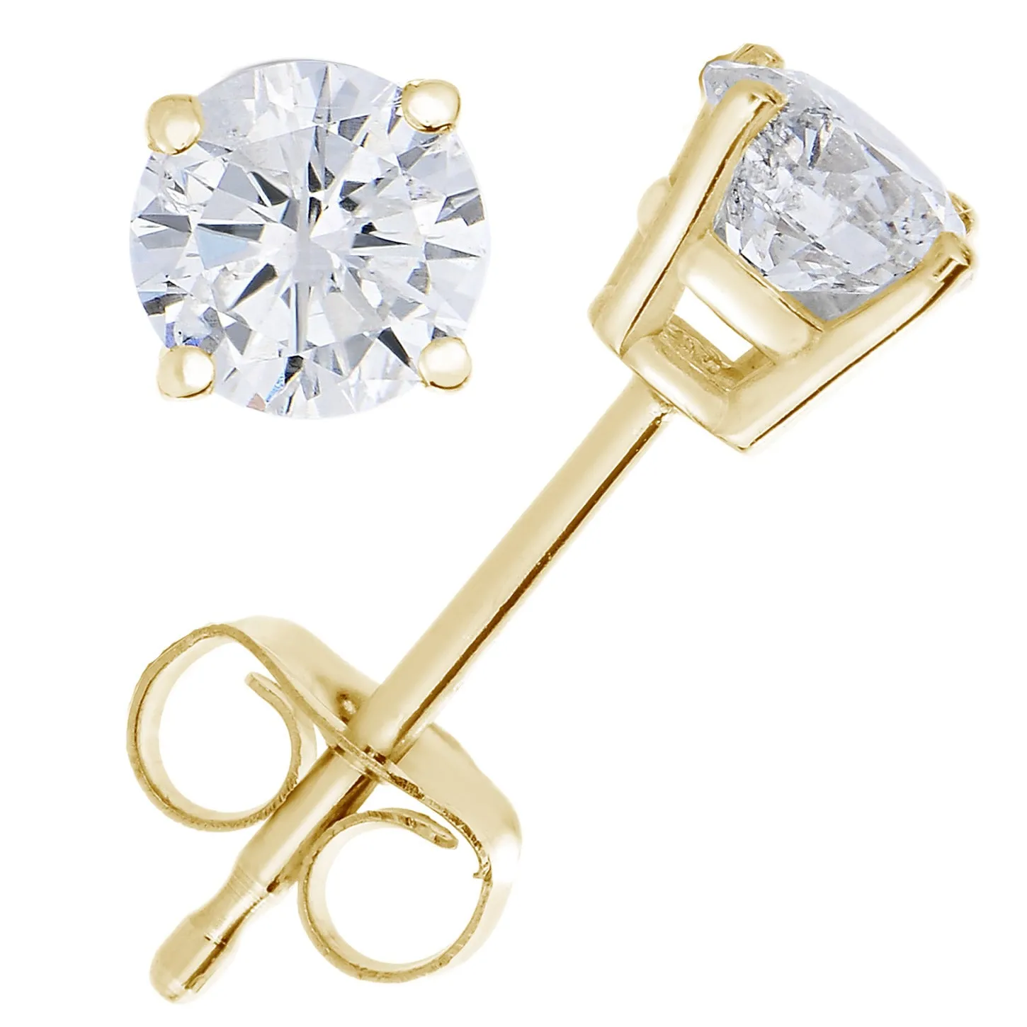 1/4 cttw White Diamond Solitaire Stud Earrings in 14K Yellow Gold