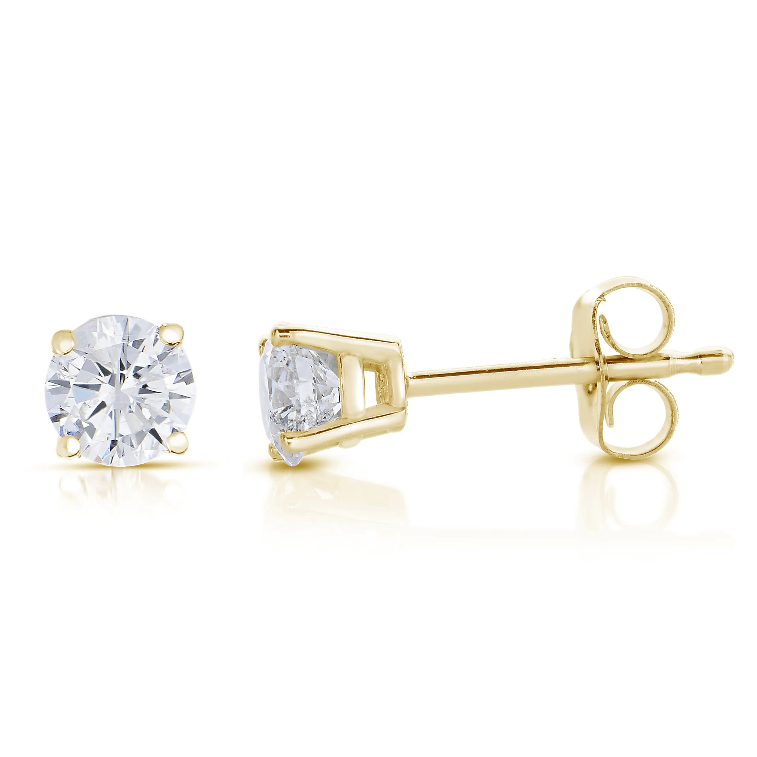 1/4 cttw White Diamond Solitaire Stud Earrings in 14K Yellow Gold