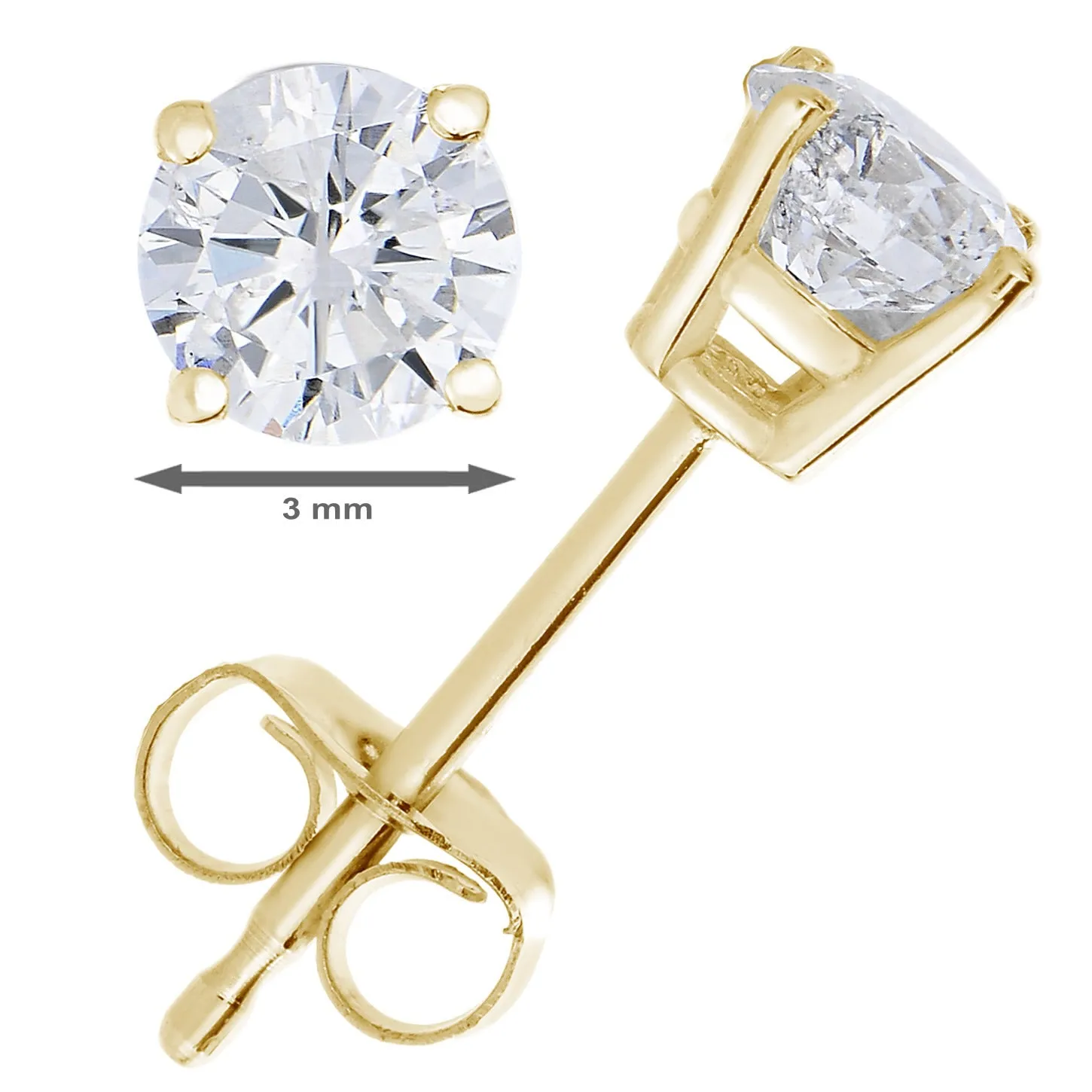 1/4 cttw White Diamond Solitaire Stud Earrings in 14K Yellow Gold