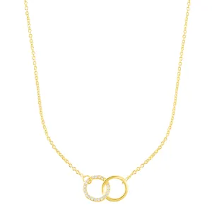 14k Gold Plated Adjustable Pave CZ Rings Necklace