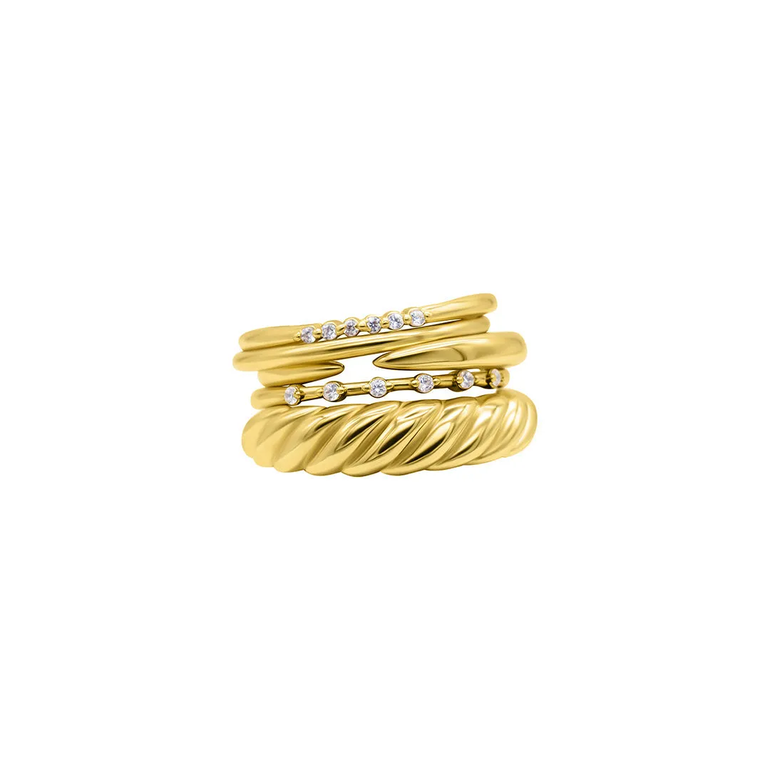 14k Gold Plated Set of 5 Stacking Bands