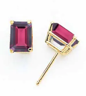 14k Yellow Gold Emerald Rhodalite Garnet Earrings