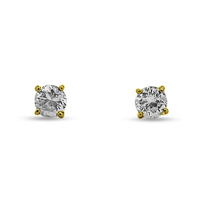 1.55ctw Round Brilliant Natural Diamond Stud Earrings in 14k Yellow Gold