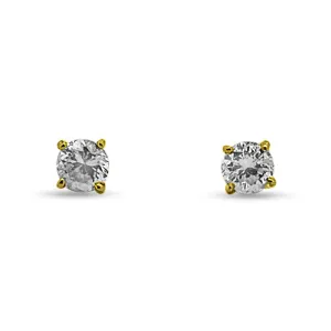 1.55ctw Round Brilliant Natural Diamond Stud Earrings in 14k Yellow Gold