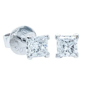 18ct White Gold 1.22ct Princess Cut Diamond Blossom Earrings