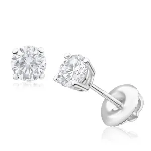 18ct White Gold 3/4 Carat Diamond Stud Earrings