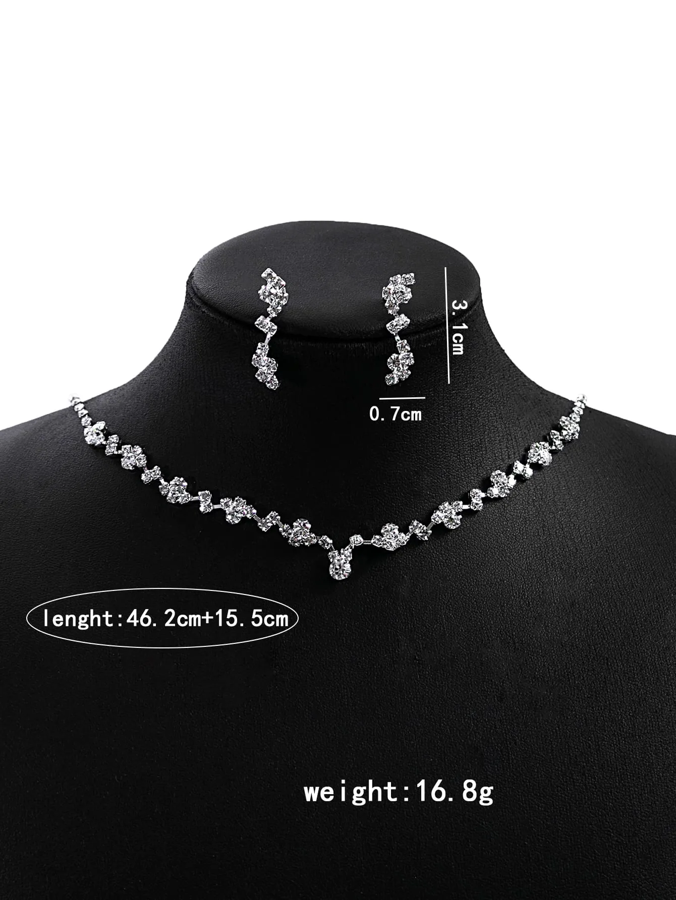 1set Elegant Rhinestone Necklace And Earrings Set Bridal Jewelry Women Wedding