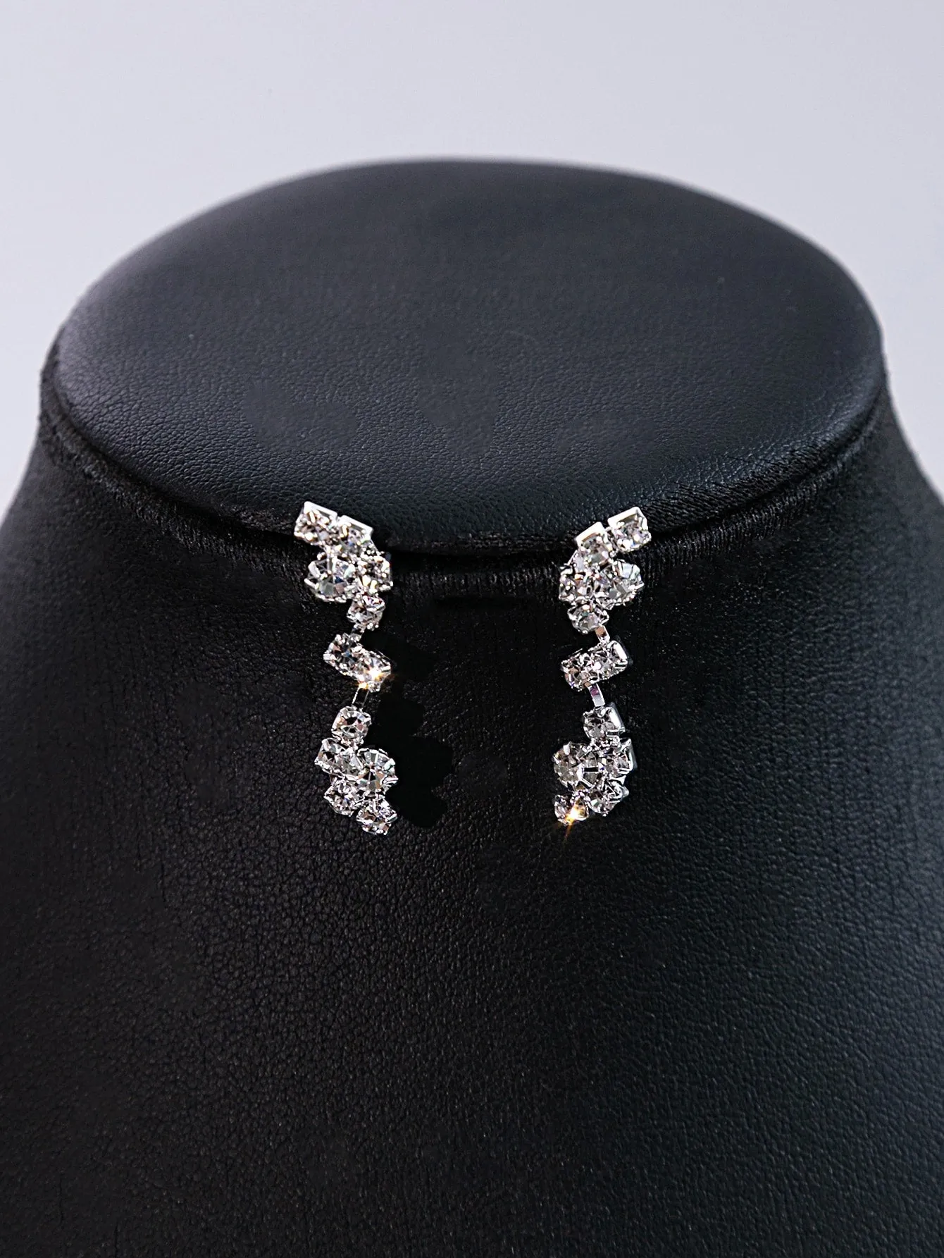 1set Elegant Rhinestone Necklace And Earrings Set Bridal Jewelry Women Wedding