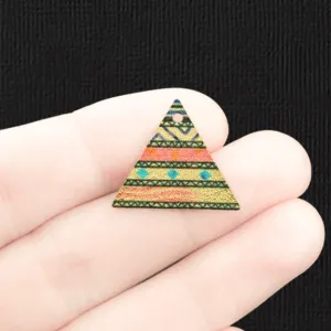 2 Boho Stripe Triangle Gold Tone Enamel Charms - E1354