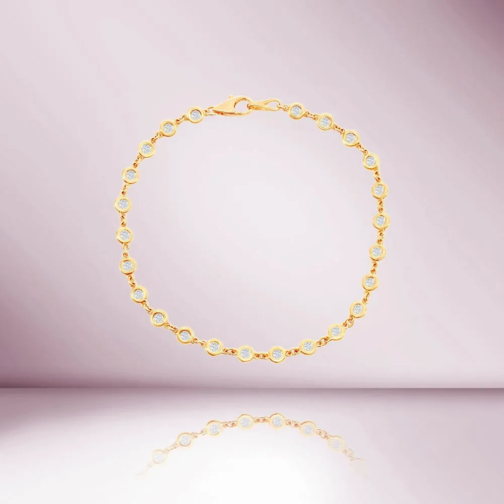 22 Stone Diamond By The Yard Bracelet (0.80 ct.) in 14K Gold