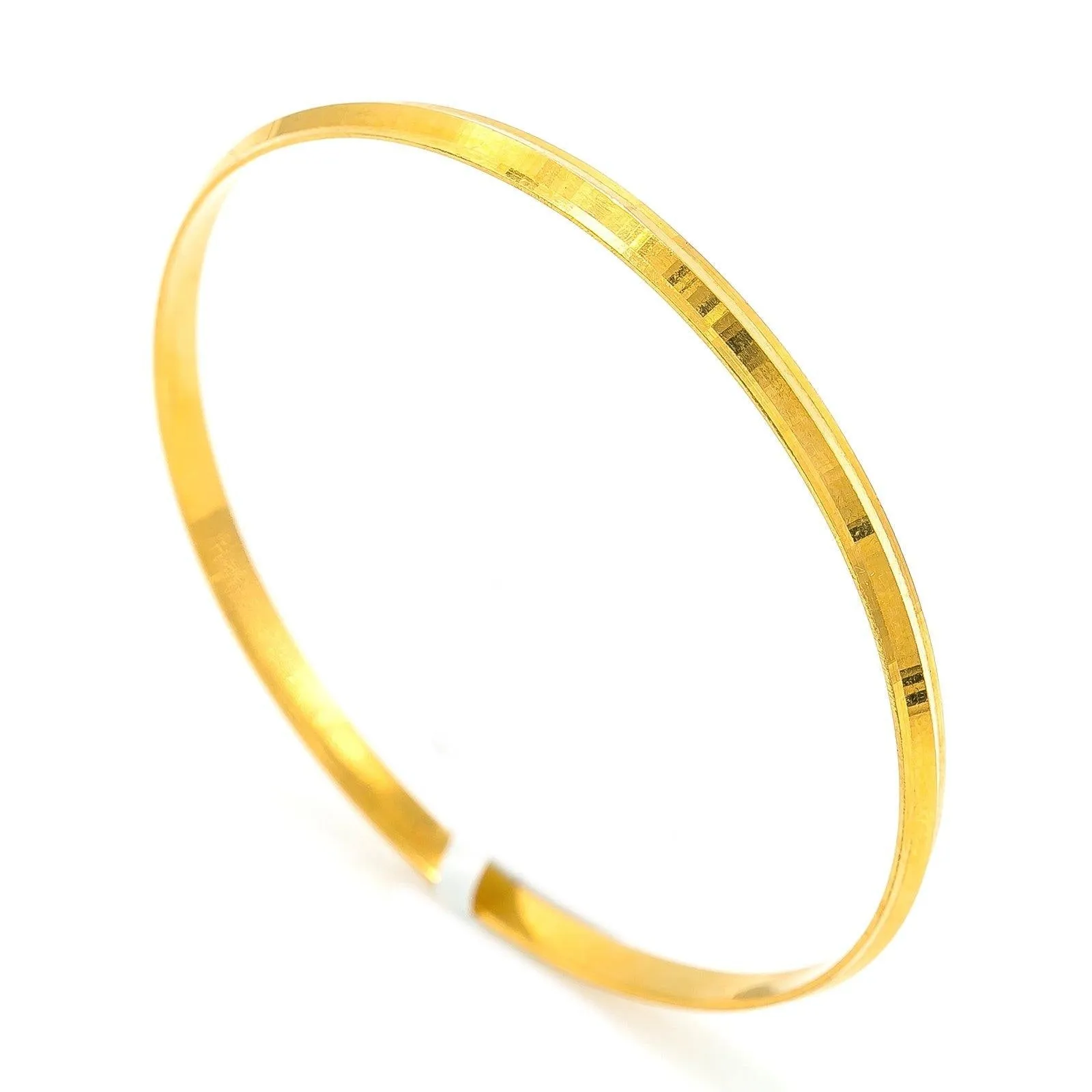 22K Yellow Gold Bangle Kada for Kids W/ Slightly Faceted Frame (10.8gm)