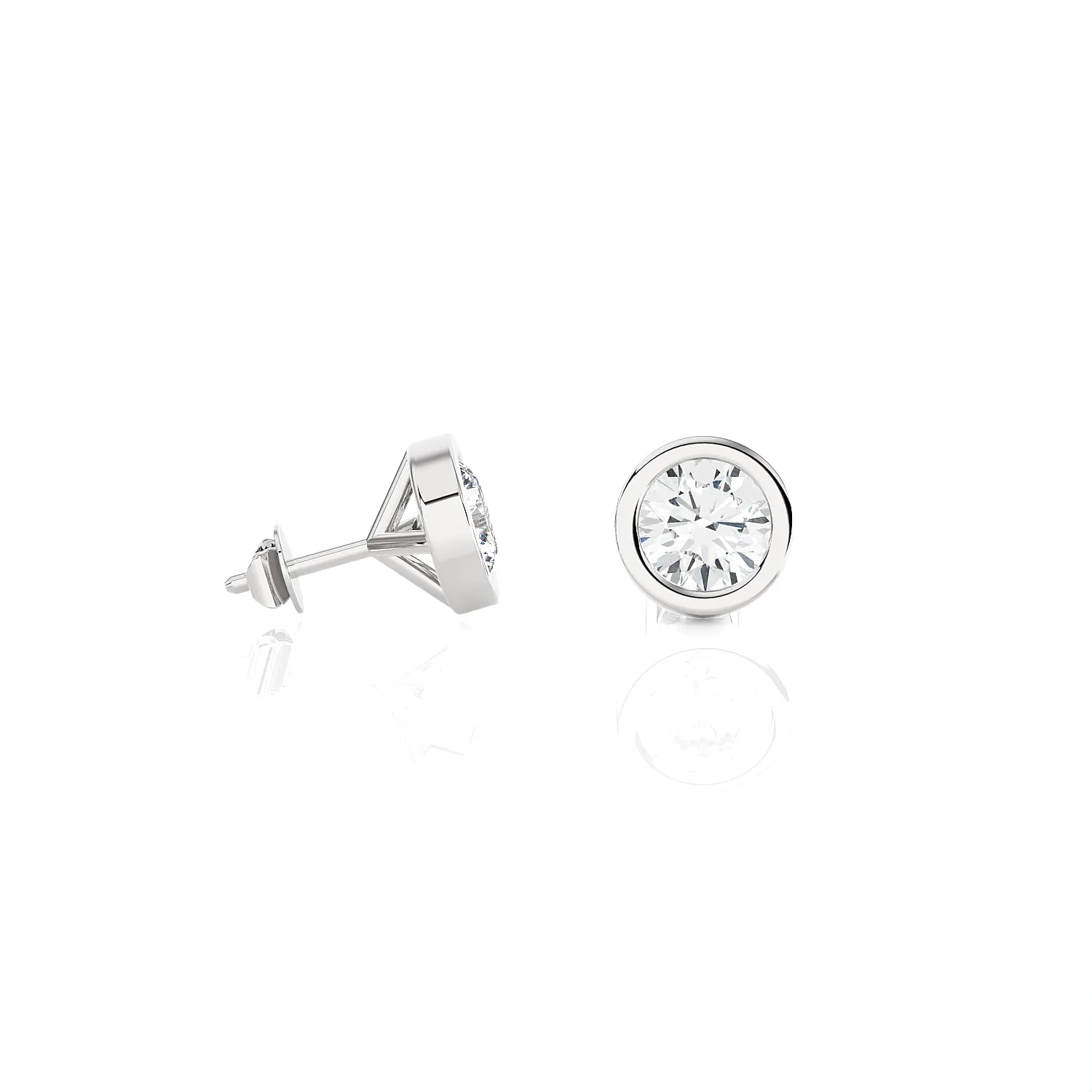 3/4 ctw Round Lab Grown Diamond Bezel Set Solitaire Stud Earrings