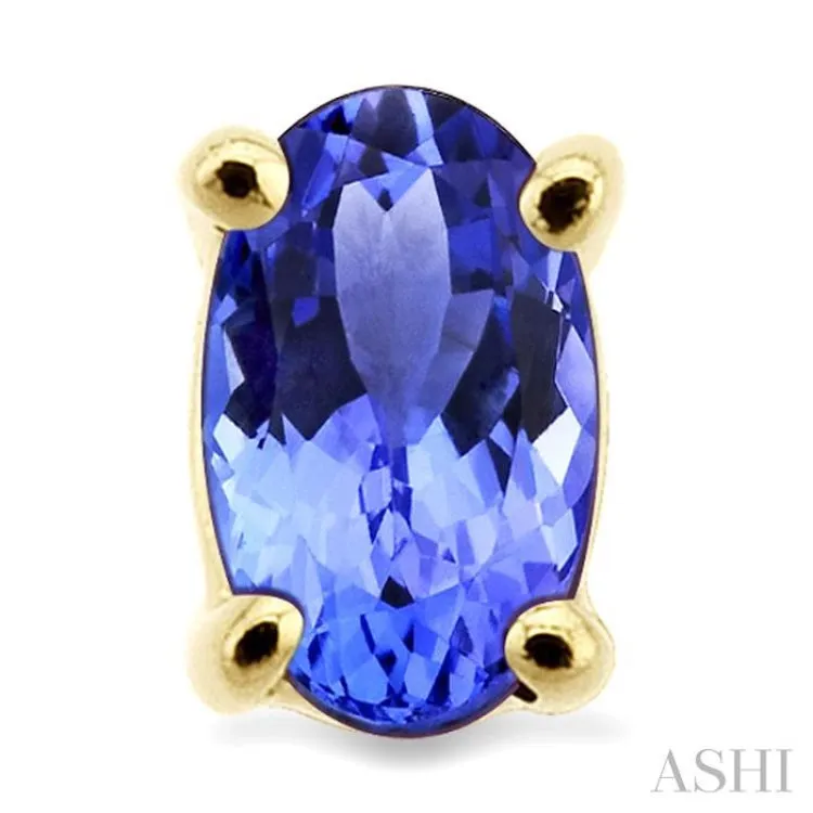 5x3MM Oval Cut Tanzanite Stud Earrings in 14K Yellow Gold