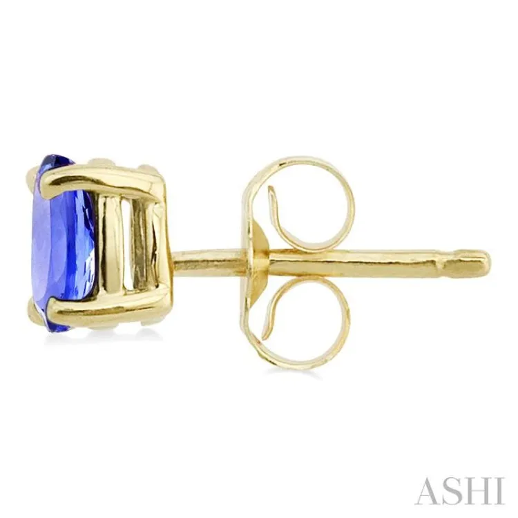 5x3MM Oval Cut Tanzanite Stud Earrings in 14K Yellow Gold