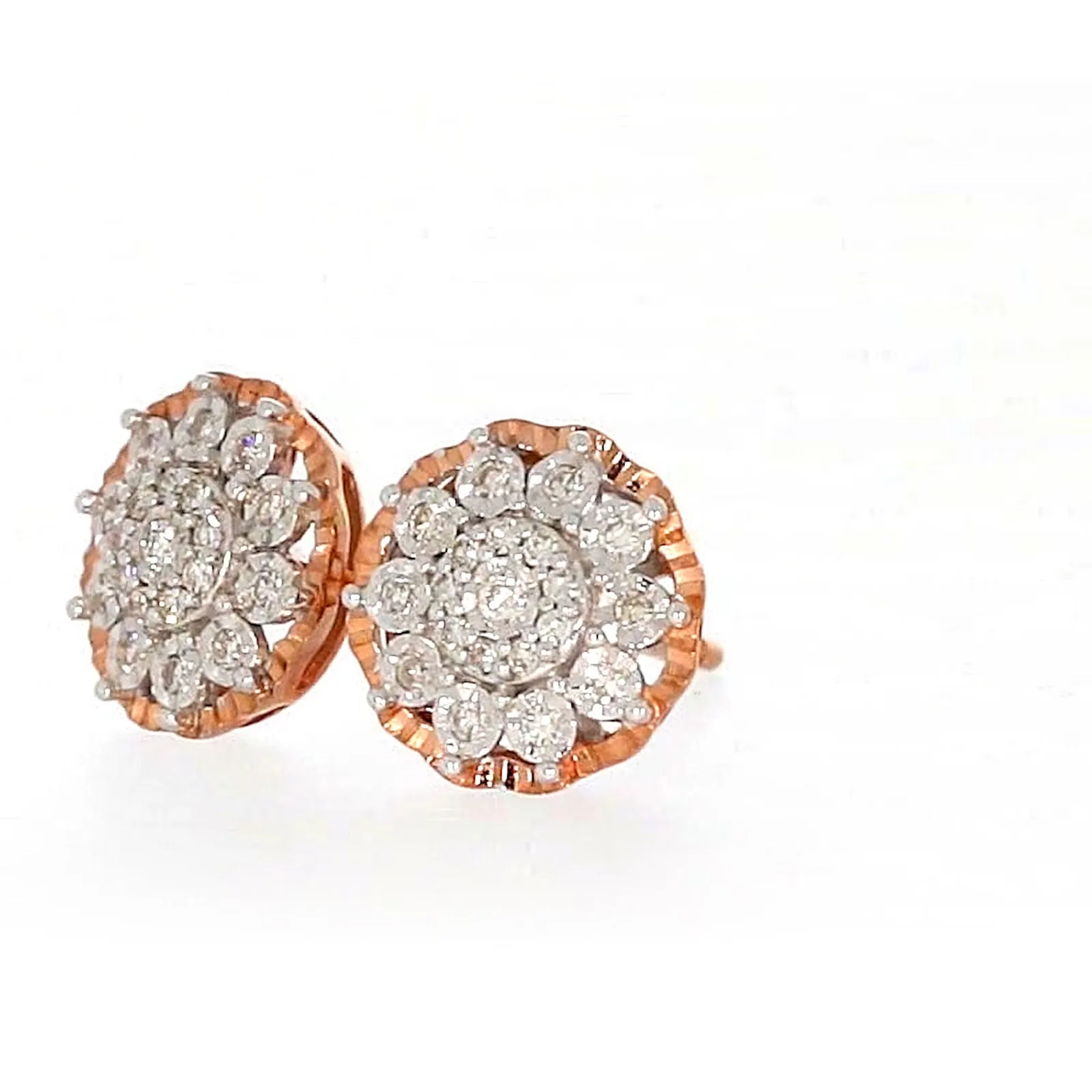 9ct Rose & White Gold Round Brilliant Cut 0.15 CARAT tw of Diamonds Stud Earrings