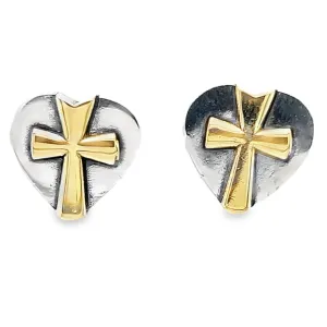 A861 Gold Cross Heart Earrings