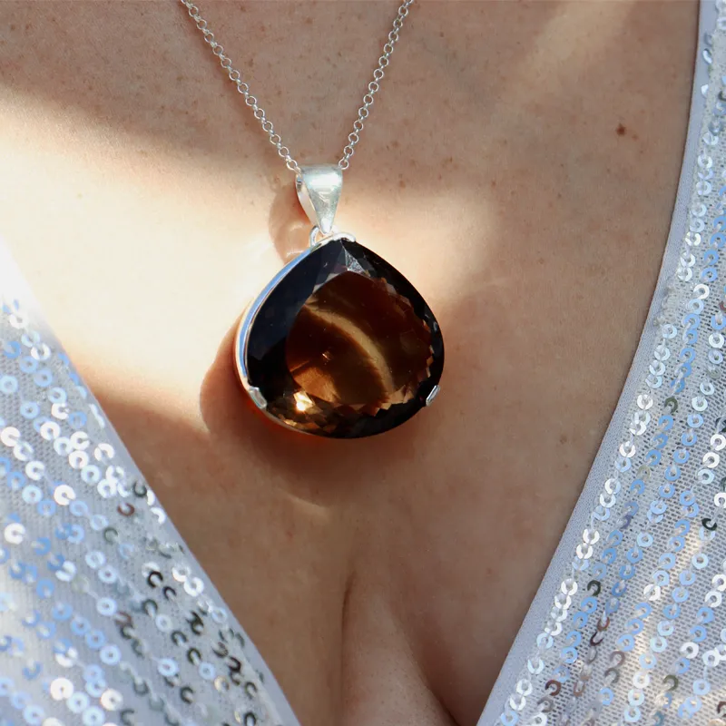 Aarna Smoky Quartz XL Faceted Pendant