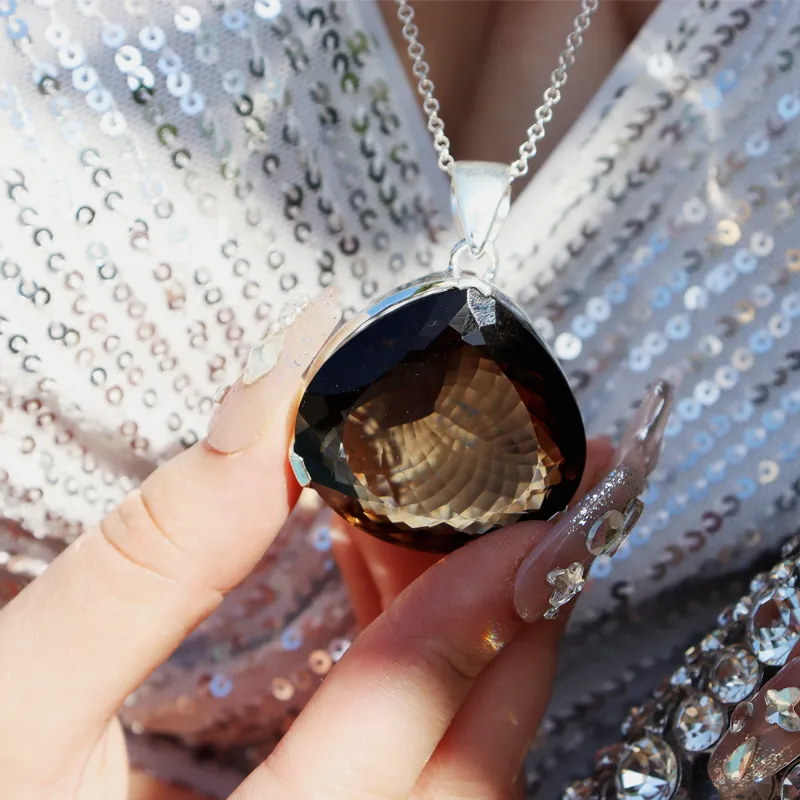 Aarna Smoky Quartz XL Faceted Pendant