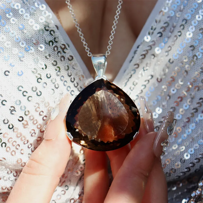 Aarna Smoky Quartz XL Faceted Pendant