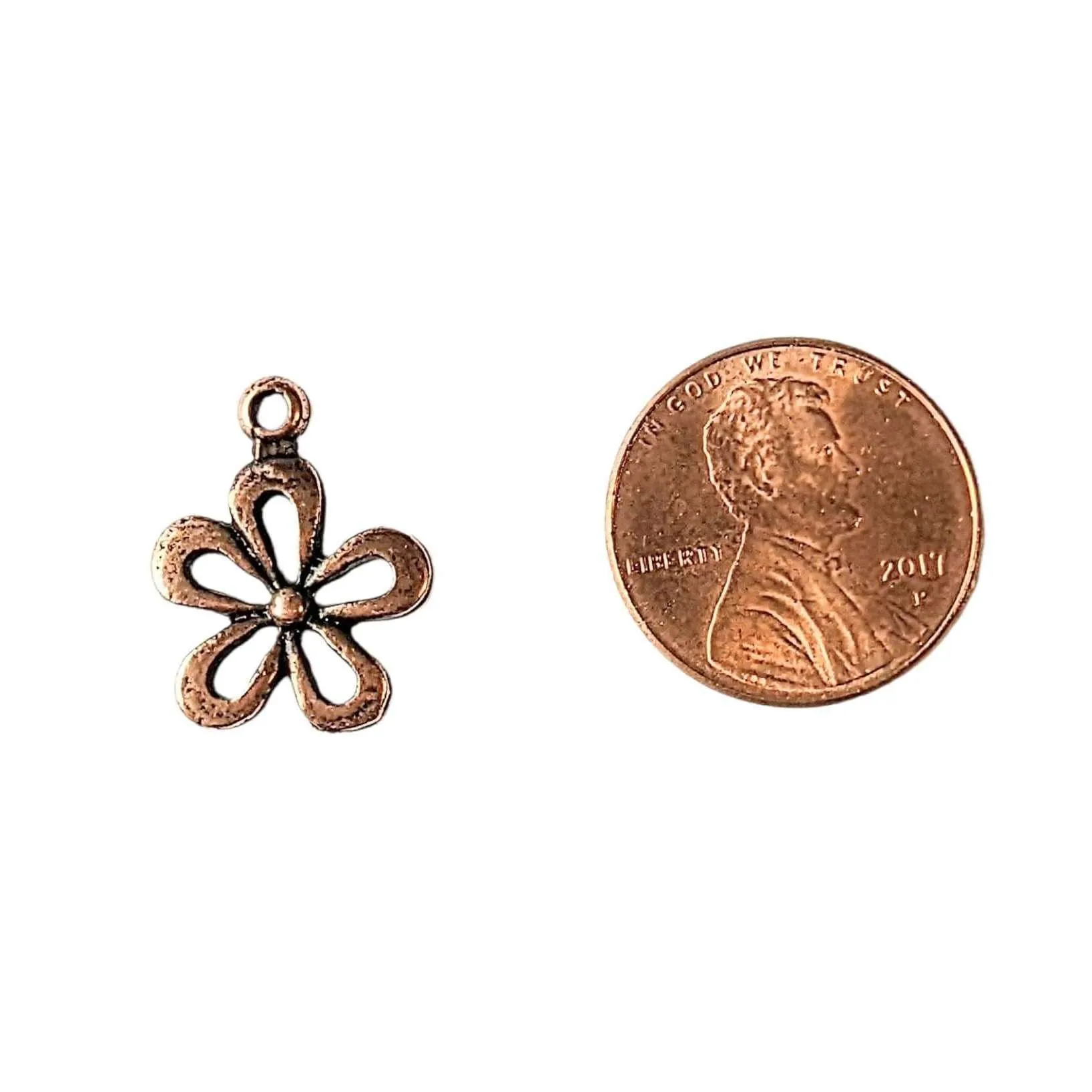 Antique Copper Daisy Flower Charm