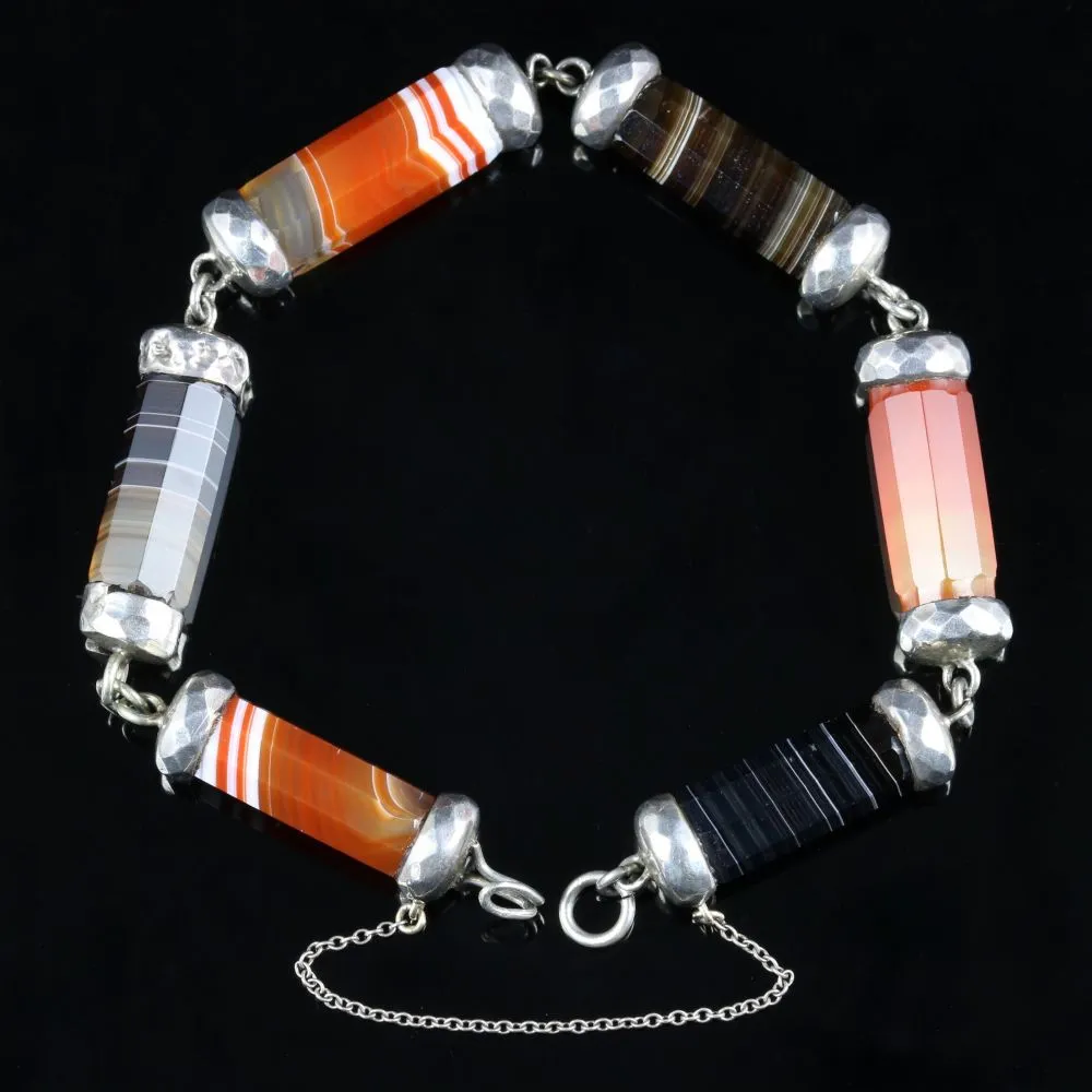 Antique Victorian Scottish Agate Bracelet Circa 1860