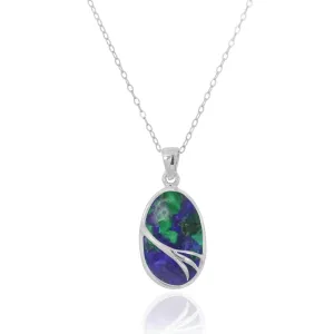 Azurite Malachite Oxidized Silver Pendant