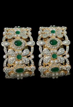 B131 Zeenat cz bangles / kada -green 1 pair ( READY TO SHIP )