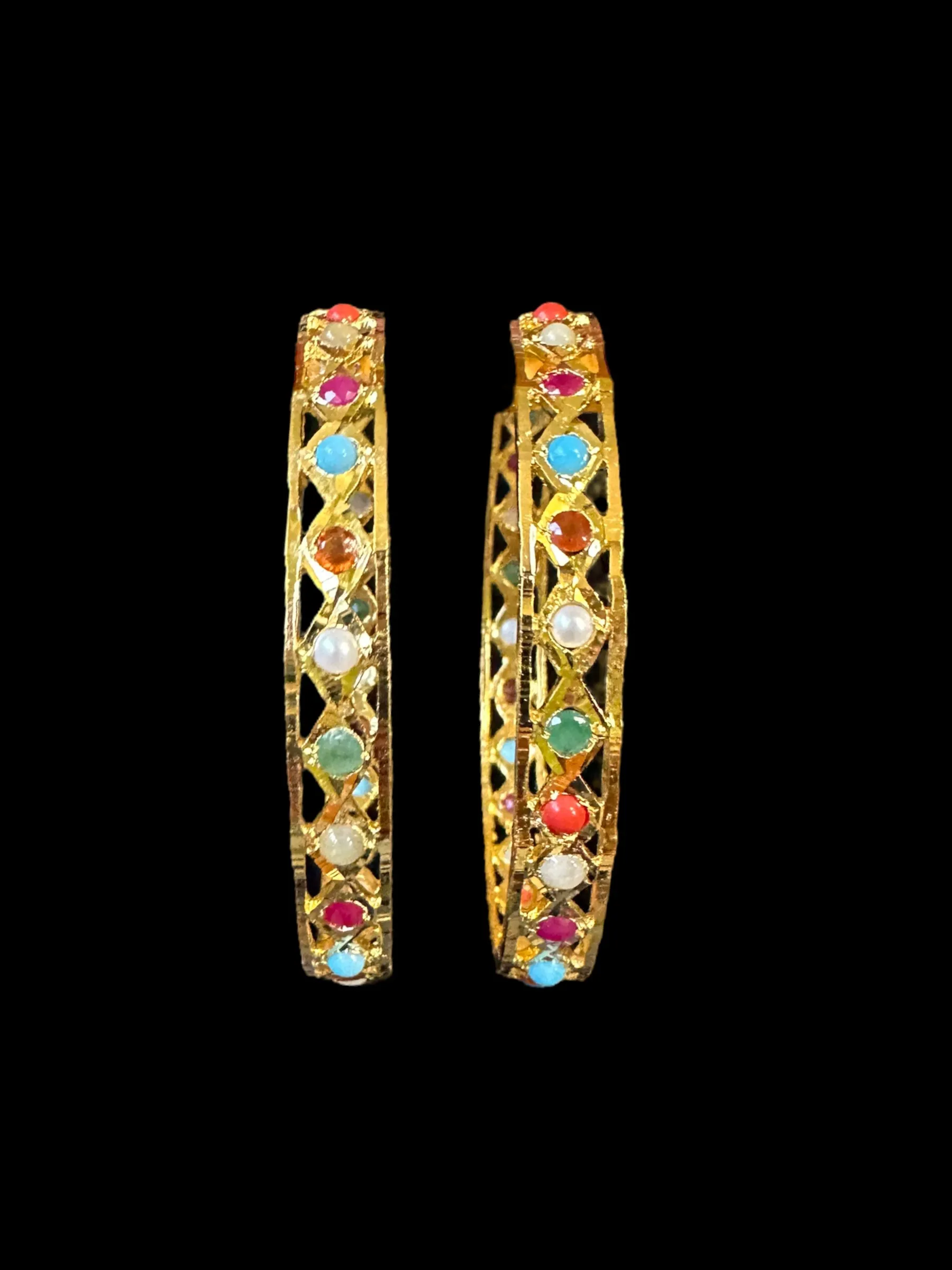 B145  INDU Navratan  bangles -1 pair ( READY TO SHIP )