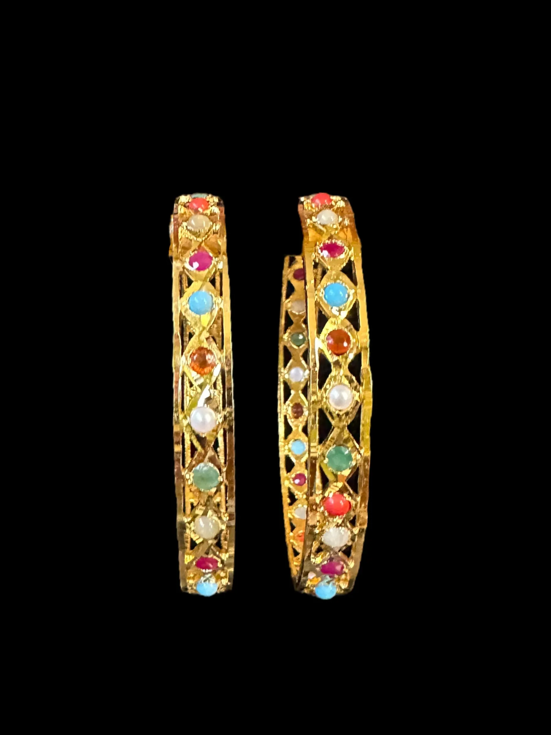 B145  INDU Navratan  bangles -1 pair ( READY TO SHIP )