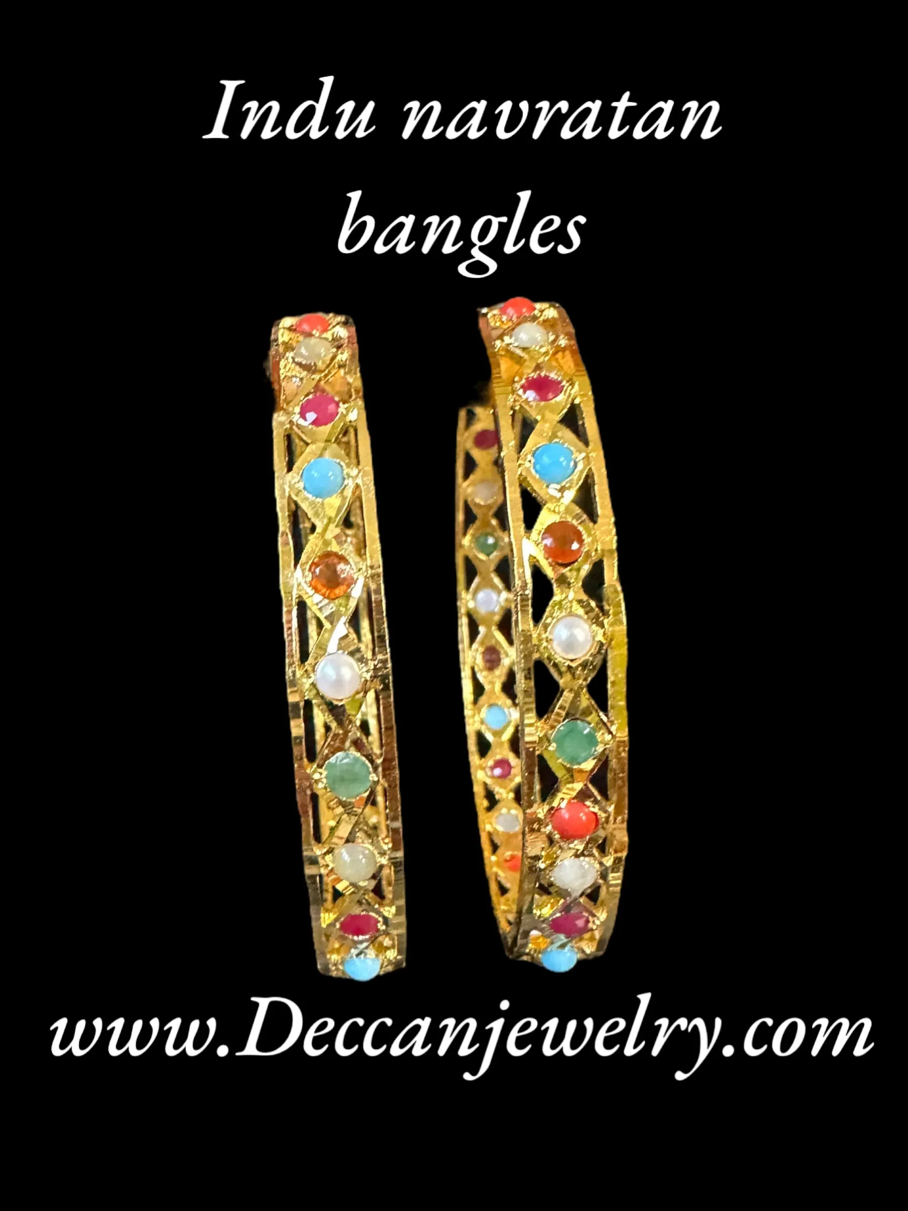 B145  INDU Navratan  bangles -1 pair ( READY TO SHIP )