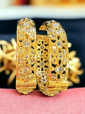 B154 Gold plated bangles - clear   ( READY TO SHIP)