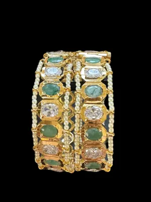 B158 Hyderabadi gold plated bangles in emerald   ( READY TO SHIP )