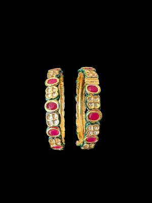 B180 Amelia kundan bangles in ruby  ( READY TO SHIP )