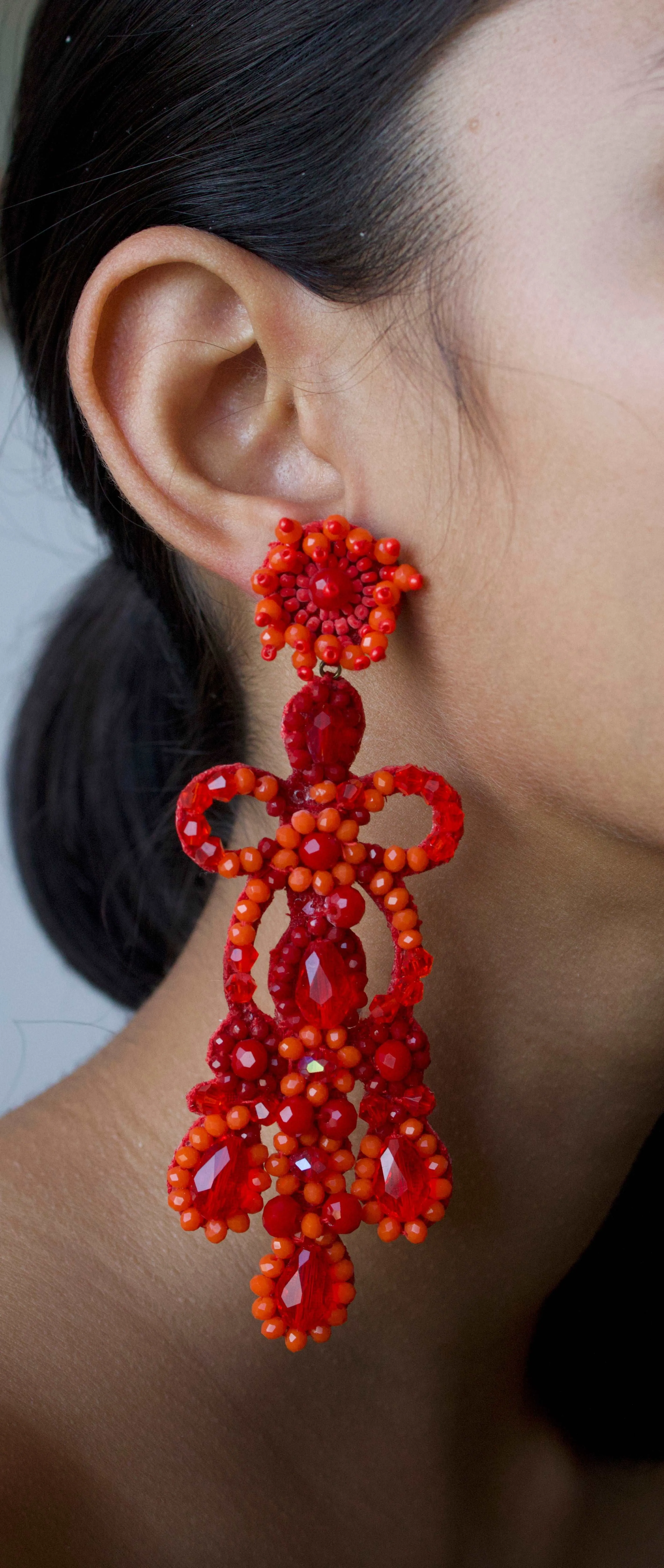 Baroque (Red) - Dangler Earrings