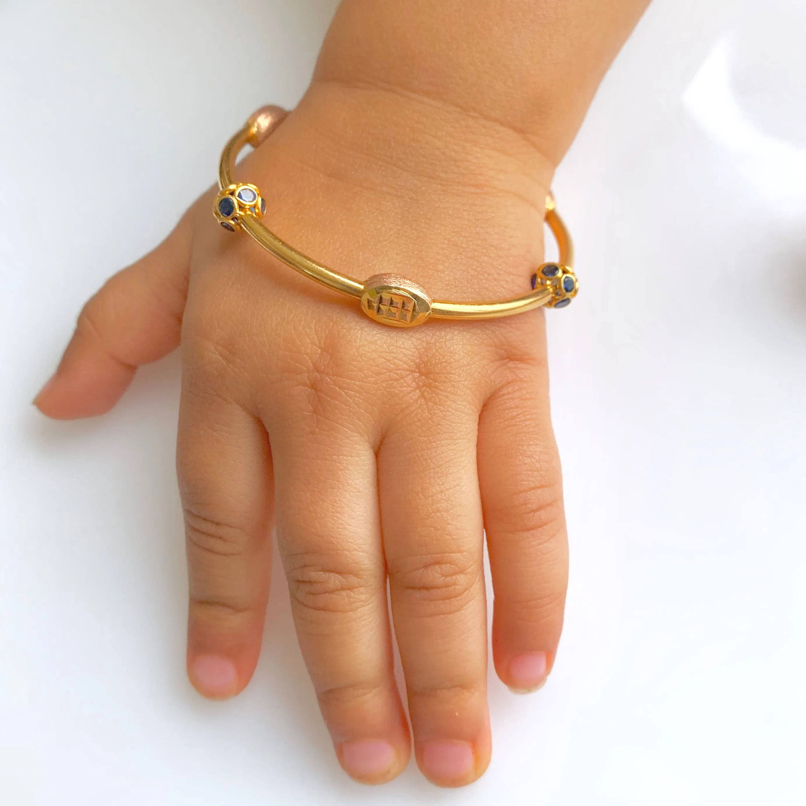 Beautiful Three-Tone CZ Baby 22k Gold Bangles