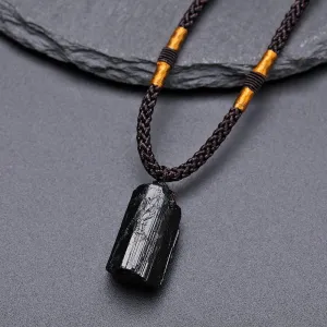 Black Tourmaline Healing Stone Pendant Necklace