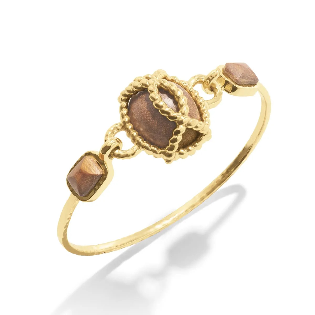 Blandine Hinged Bracelet -Teak