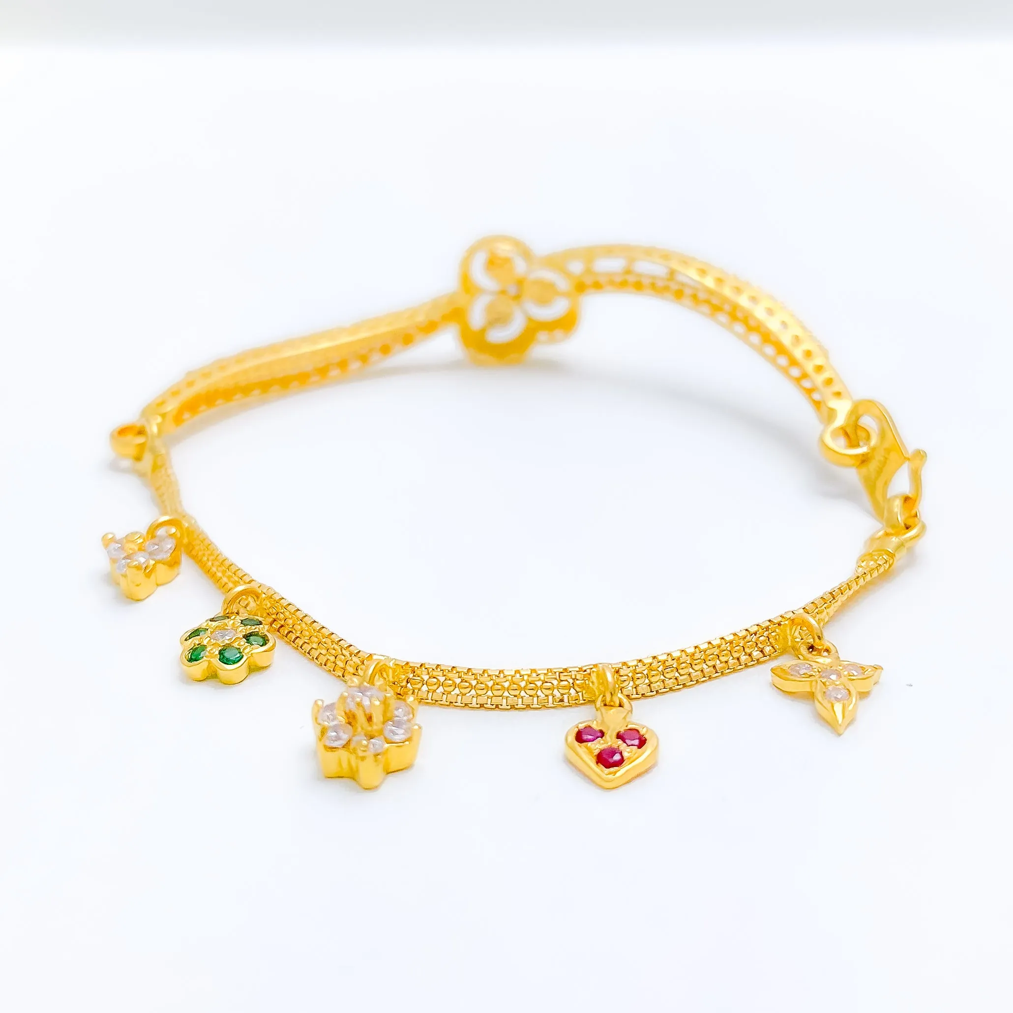 Blooming CZ Clover Charm Bracelet