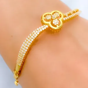 Blooming CZ Clover Charm Bracelet