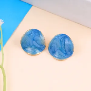 Blue Finish Round Drop Earrings