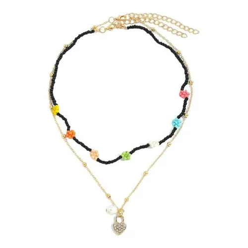 Boho Layered Flower Necklaces Y2k Colorful Beaded Choker For Girl