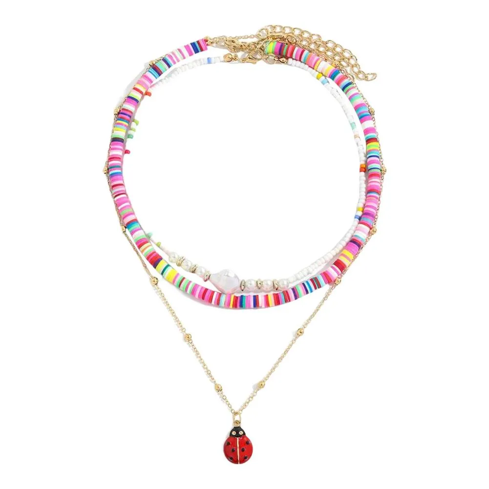 Boho Layered Flower Necklaces Y2k Colorful Beaded Choker For Girl