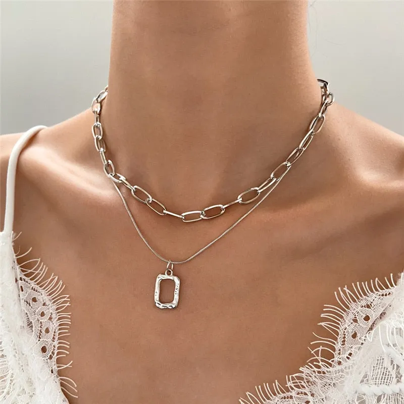 Boho Necklaces & Pendants Vintage Multilayer Choker Necklace Women Fashion Collar Collier Femme Moon Jewelry Accessories