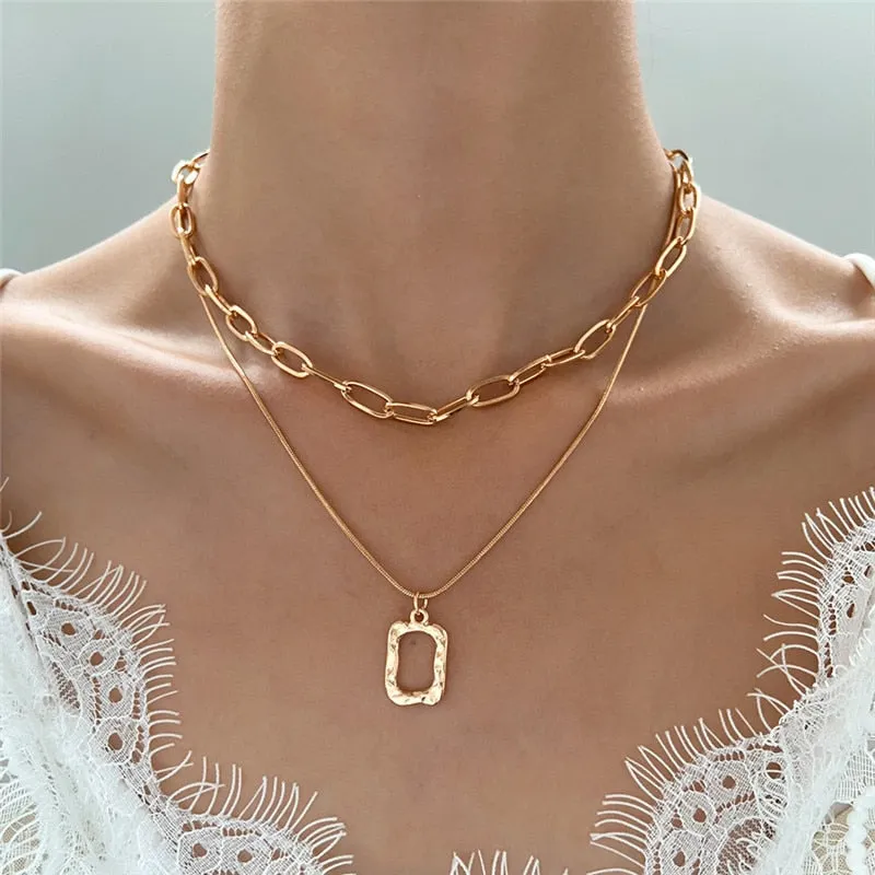 Boho Necklaces & Pendants Vintage Multilayer Choker Necklace Women Fashion Collar Collier Femme Moon Jewelry Accessories