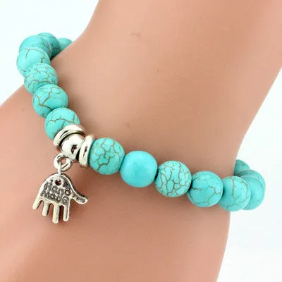 Boho Vintage Turquoises Charms Bracelet