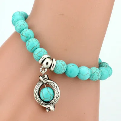 Boho Vintage Turquoises Charms Bracelet