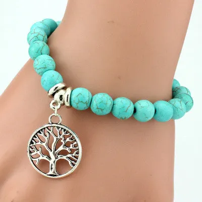 Boho Vintage Turquoises Charms Bracelet