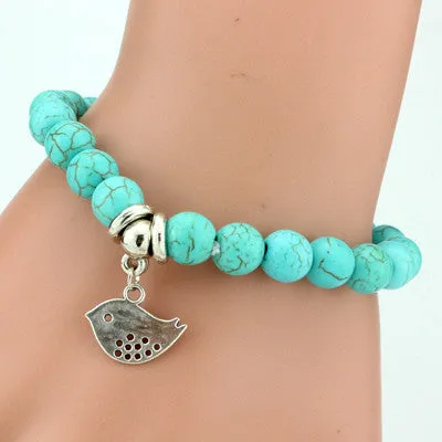 Boho Vintage Turquoises Charms Bracelet